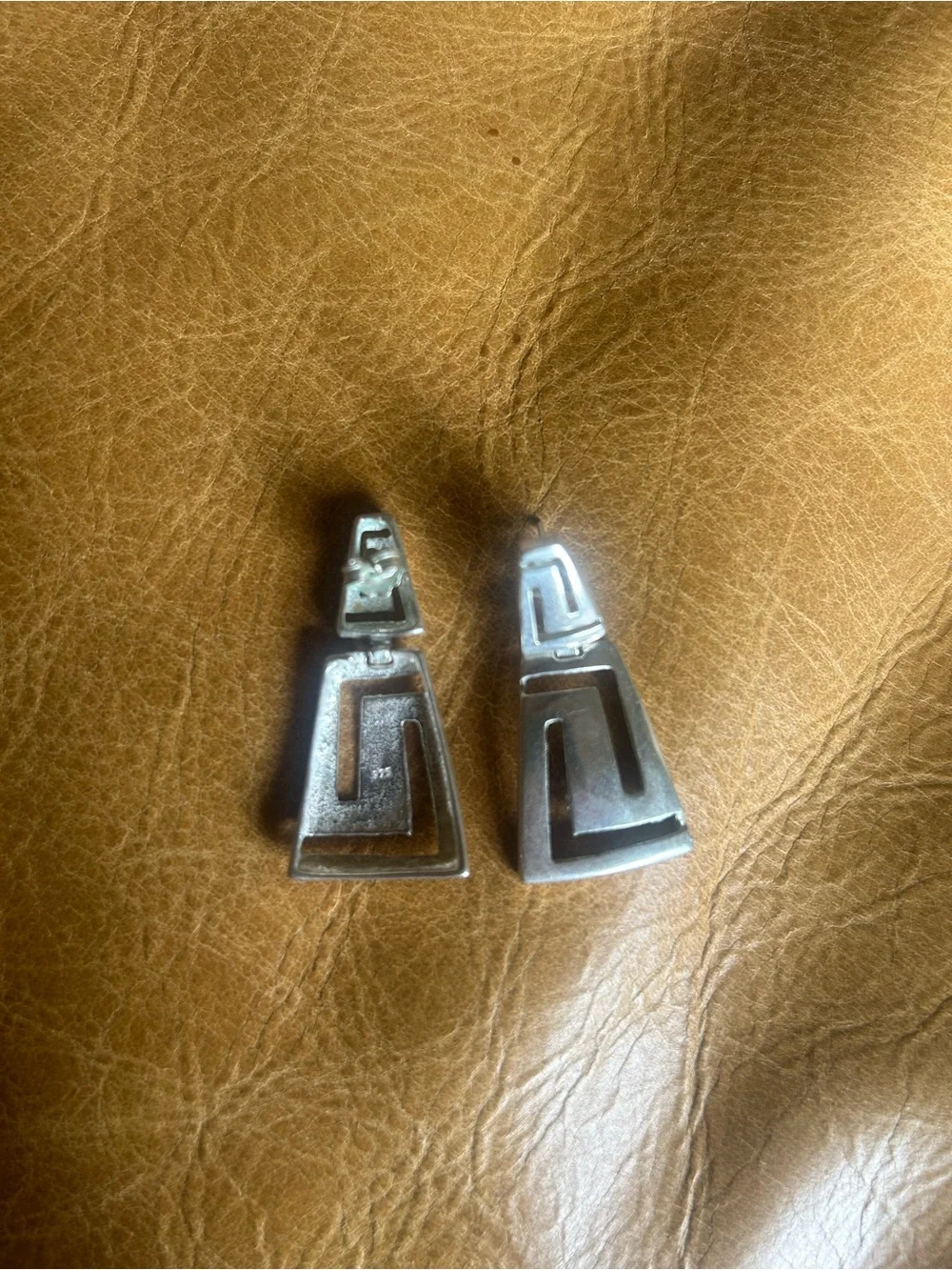 Sterling Silver Geometric Drop Earrings - Silver
